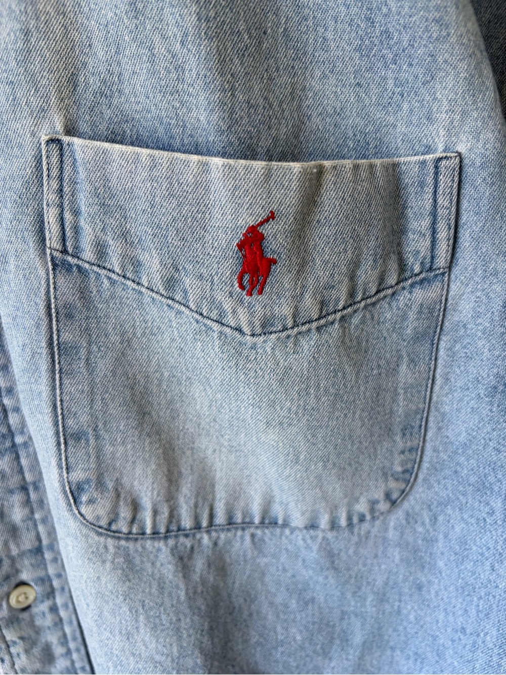 Vintage 90s Polo Ralph Lauren "The Big Shirt" Denim Button Down Mens SZ L - Picture 3 of 8